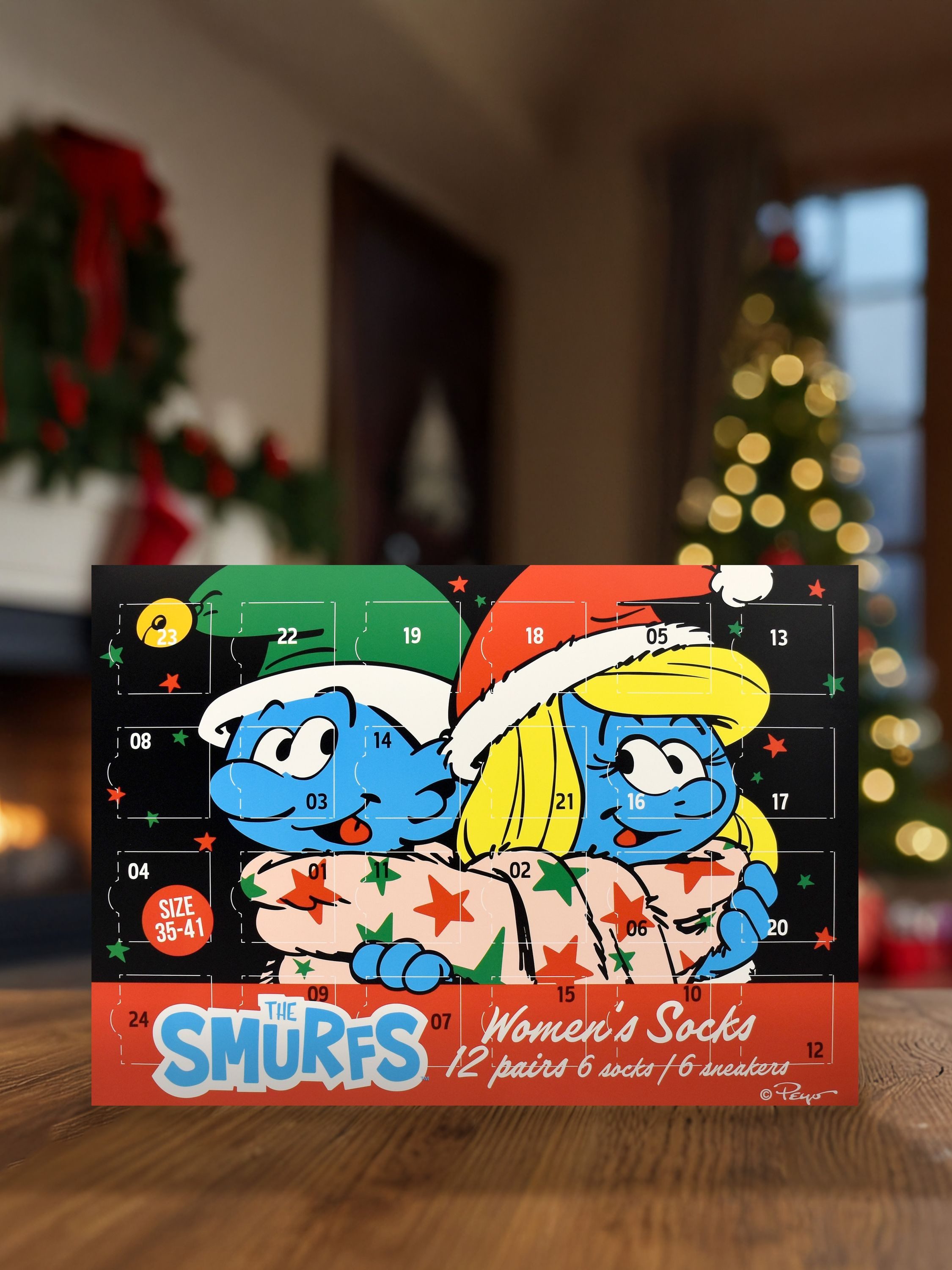 United Labels® Adventskalender Die Schlümpfe Socken Adventskalender mit 12 Paar kurz und lang – Bild 2 von 5