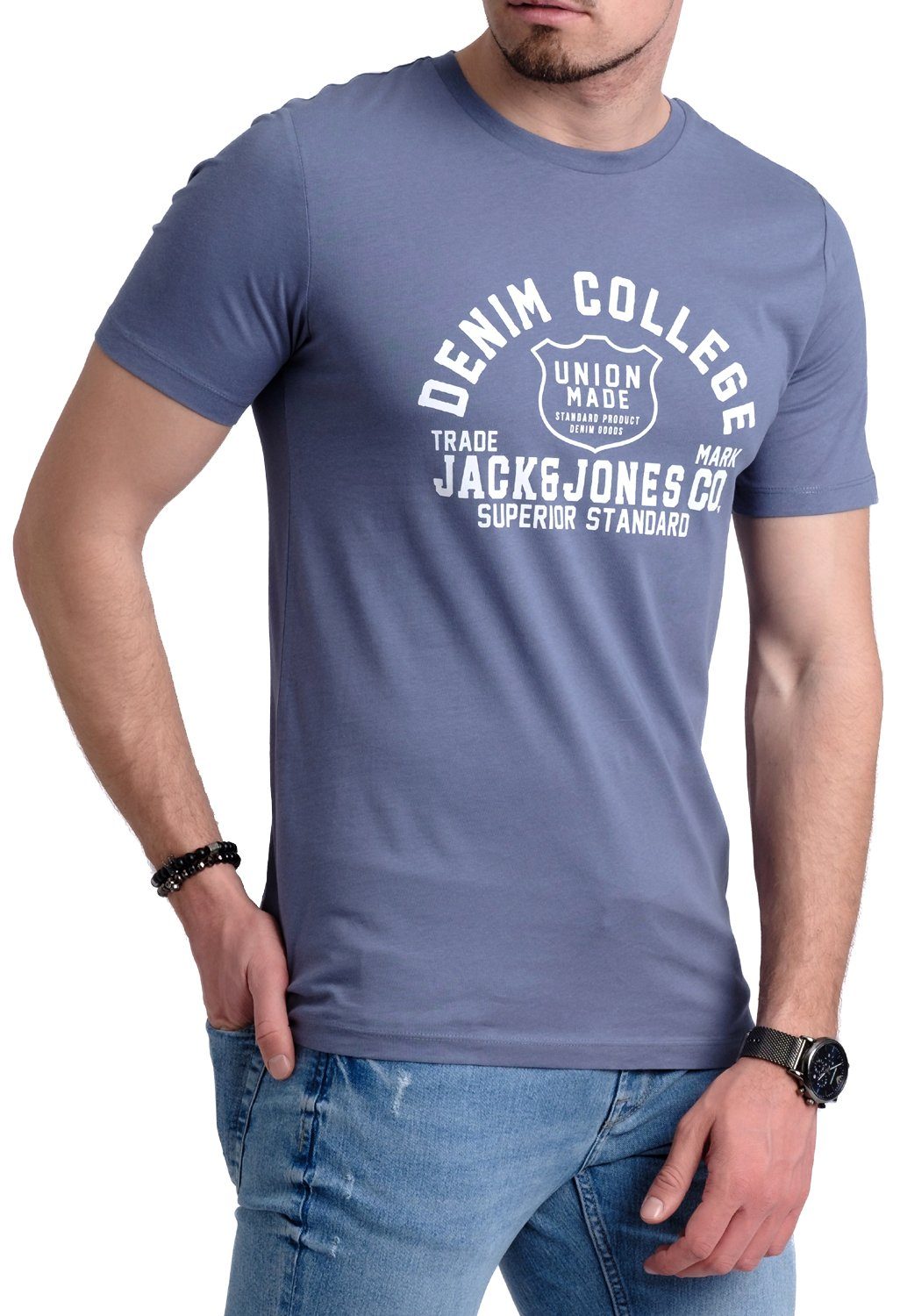 & Jack Print-Shirt T-Shirt Jones OPT mit 8 Baumwolle aus Aufdruck