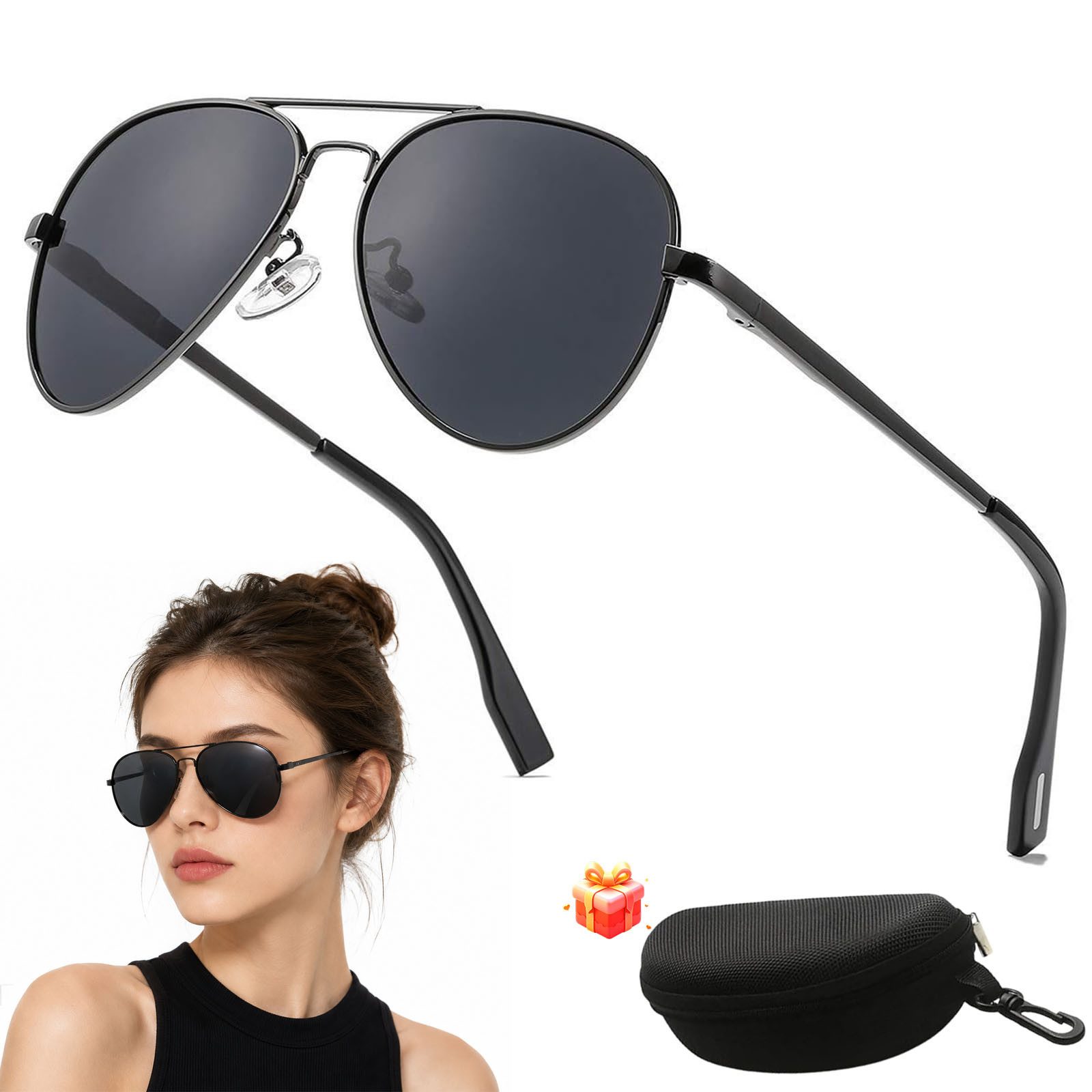 MOPUEA Sonnenbrille Polarisierte Sonnenbrille für Damen Herren,Metallrahmen Sonnenbrillen (Ultraleichte, Fahren Wandern Golf Fischen Outdoorsport, 1-St) Sonnenbrille Damen, Retro Fliegerbrille, Pilotenbrille Damen