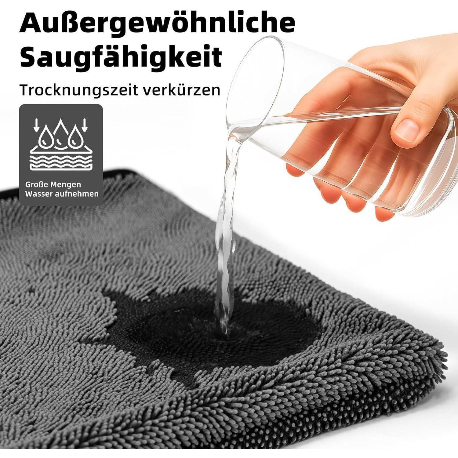 LuxusKollektion Mikrofasertücher Trockentuch 3er Set Autotuch 40x60cm Grau Mikrofasertuch (Textil, 40x60 cm, 3-tlg) – Bild 4 von 5