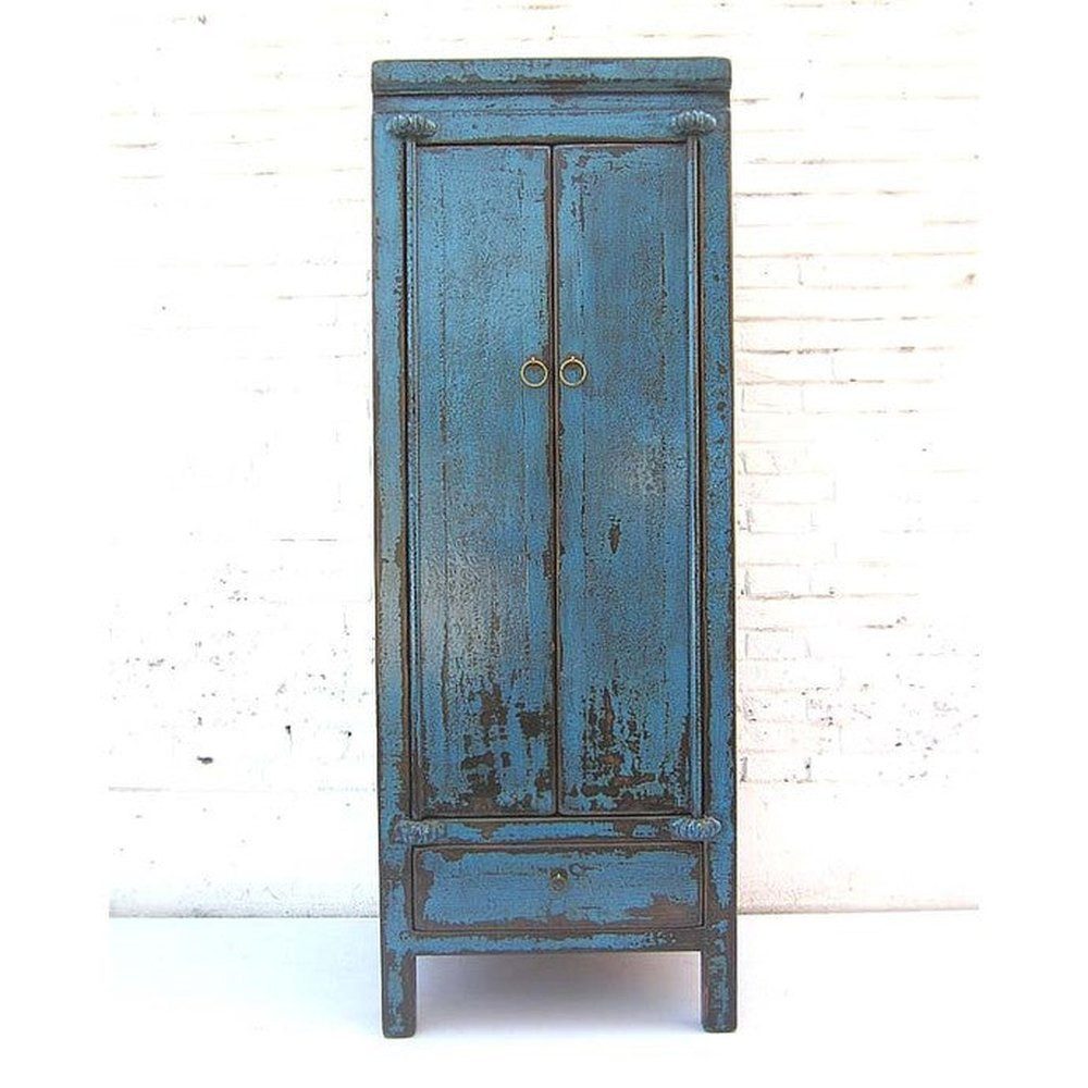 Luxury-Park-Direct Kommode China shabby chic azurblauer Schrank mit Sockelschublade von Luxury-P