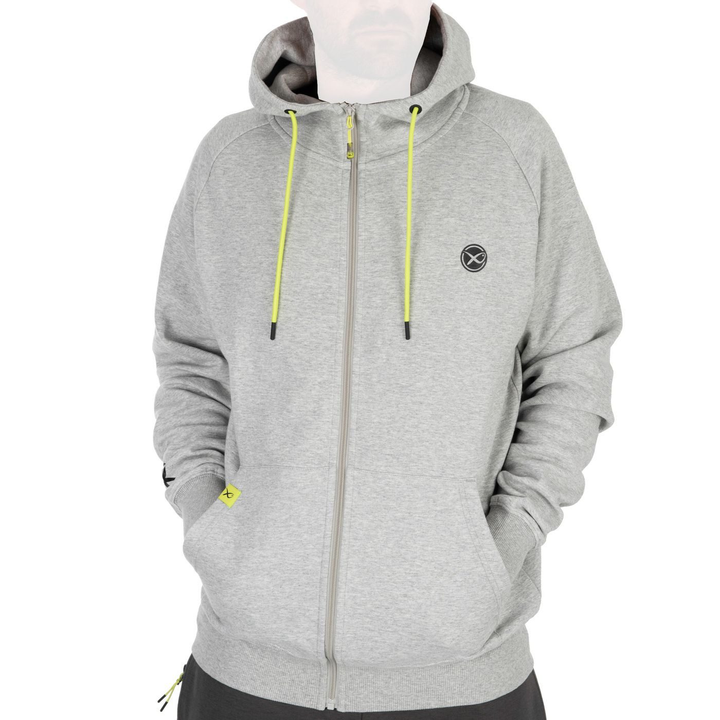 Fox Matrix Kapuzenpullover Fox Matrix Full Zip Hoody Marl Grey/Lime - Angelpullover