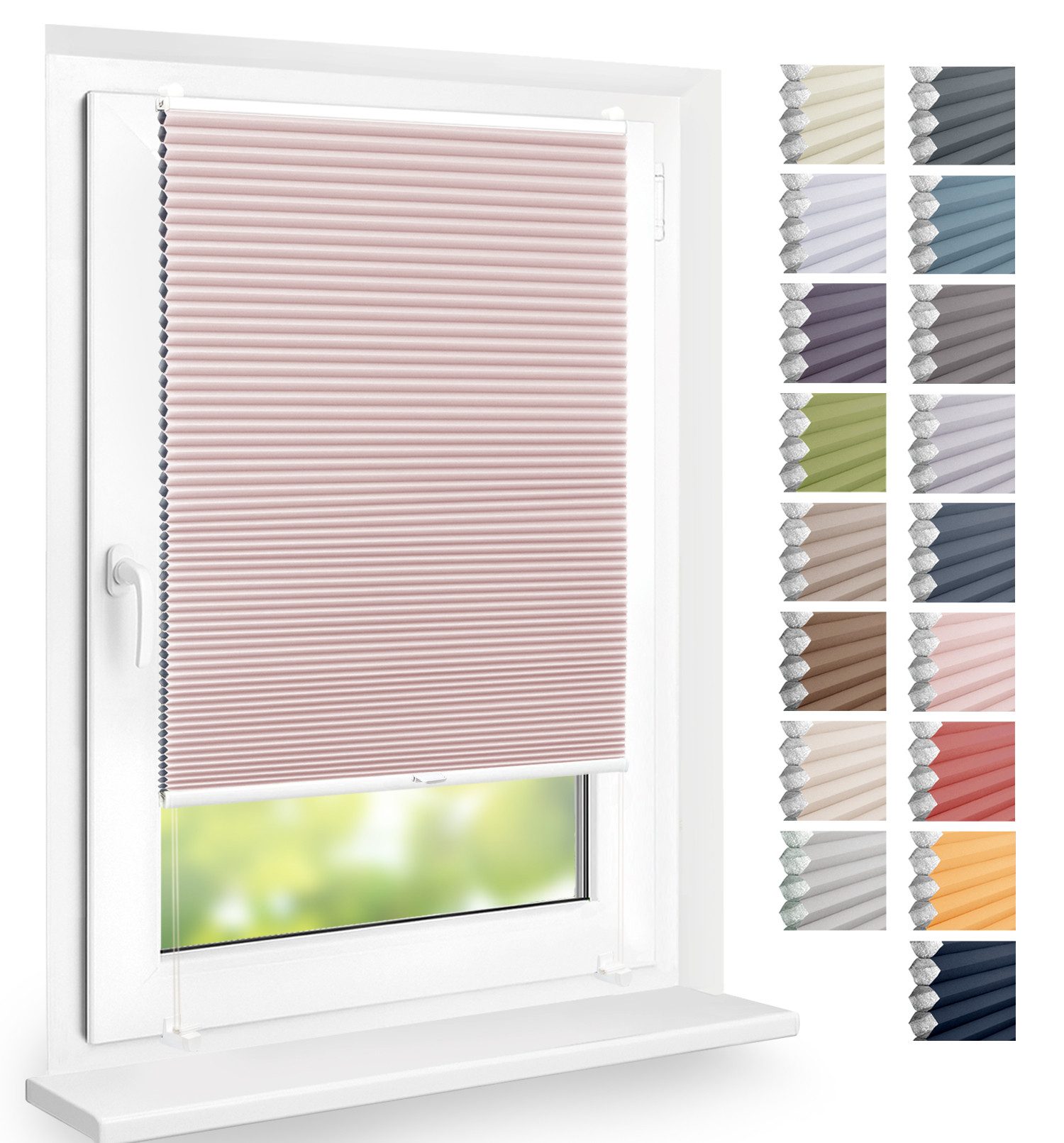 DomDeco Wabenplissee Thermo Plissee ohne Bohren - Hitzeschutz, Verdunkelung, verspannt, abdunkelnd, Klemmfix, stufenlos, kälteschutz, modernes Fensterplissee