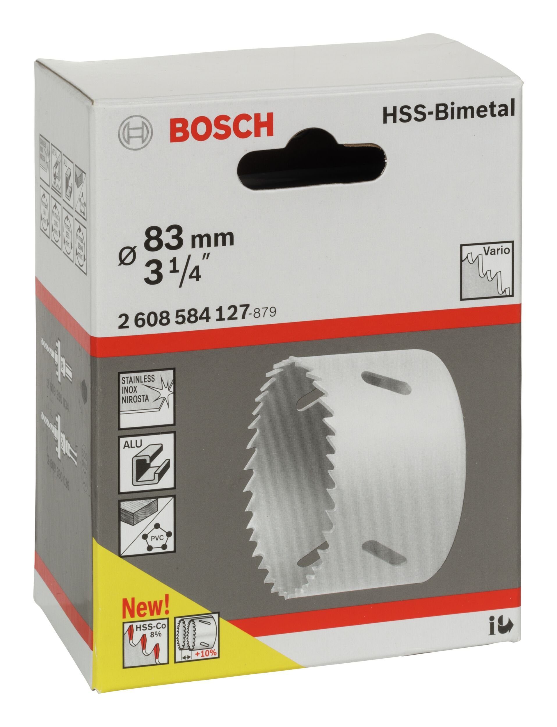 BOSCH Lochsäge, Ø 83 HSS-Bimetall Standardadapter 1/4" 3 für / - mm