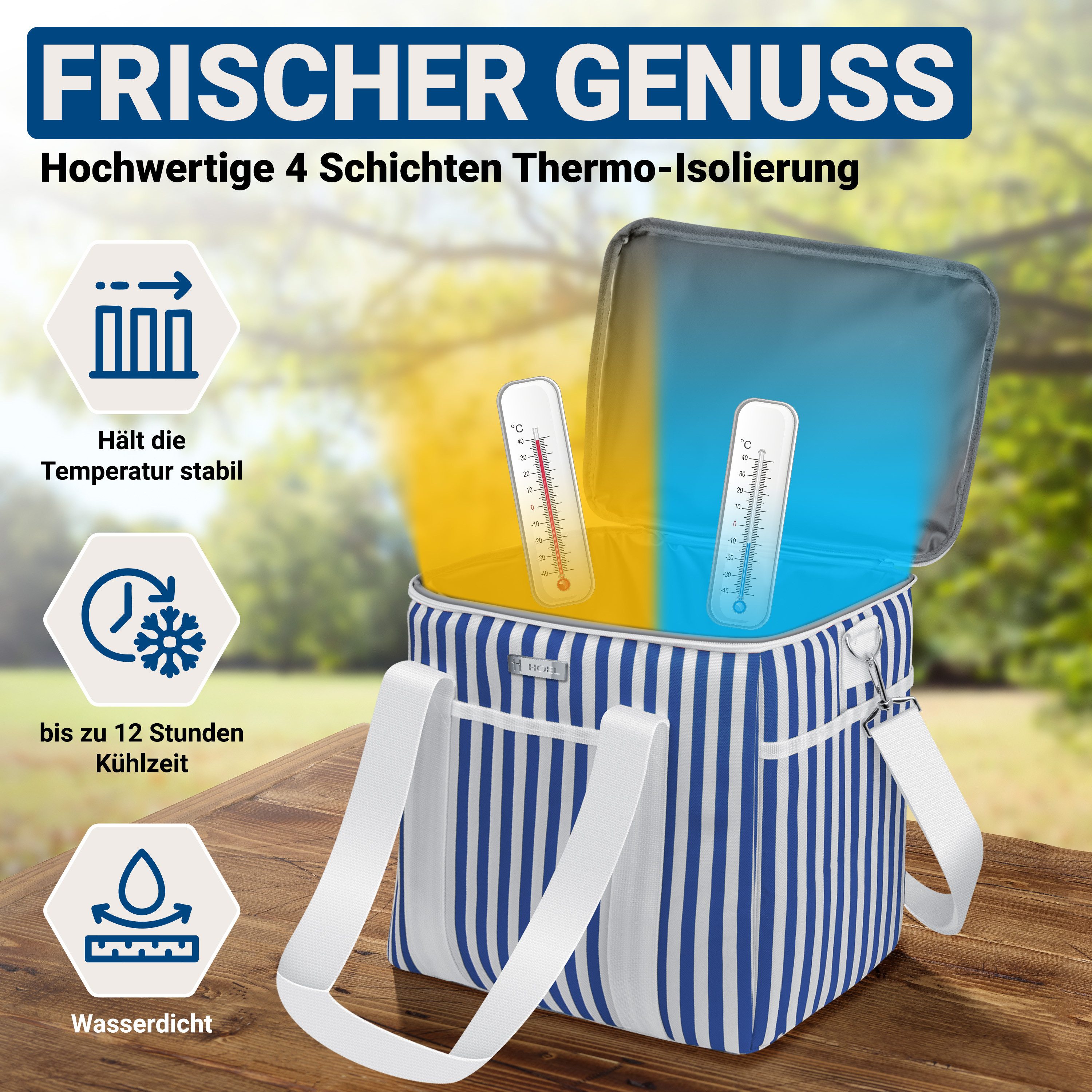 HOEL Kühltasche HOEL Kühltasche klein 20L & Gross 30L - Isoliertasche - Lunchtasche – Bild 2 von 5