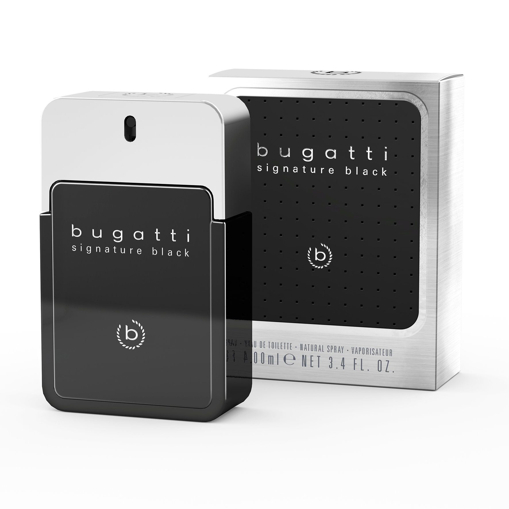 bugatti Eau de Toilette Signature man black, Orientalischer Duft mit Bergamotte, Pfeffer, Salbei und Tonka Bohnen.