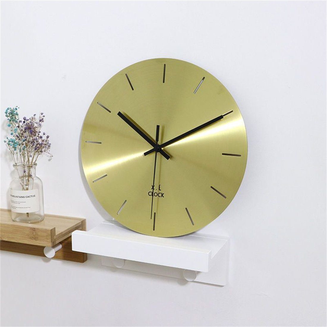 Wanduhr Wanduhr, Metallskala HOPPO~ moderne Wanduhr stille Wohnzimmer Gold 30cm für