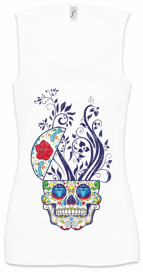Urban Backwoods Tanktop Floral Sugar Skull Ärmelloses Damen T-Shirt Schädel Mexiko Gang Latino Tattoo Art Latin Latinos