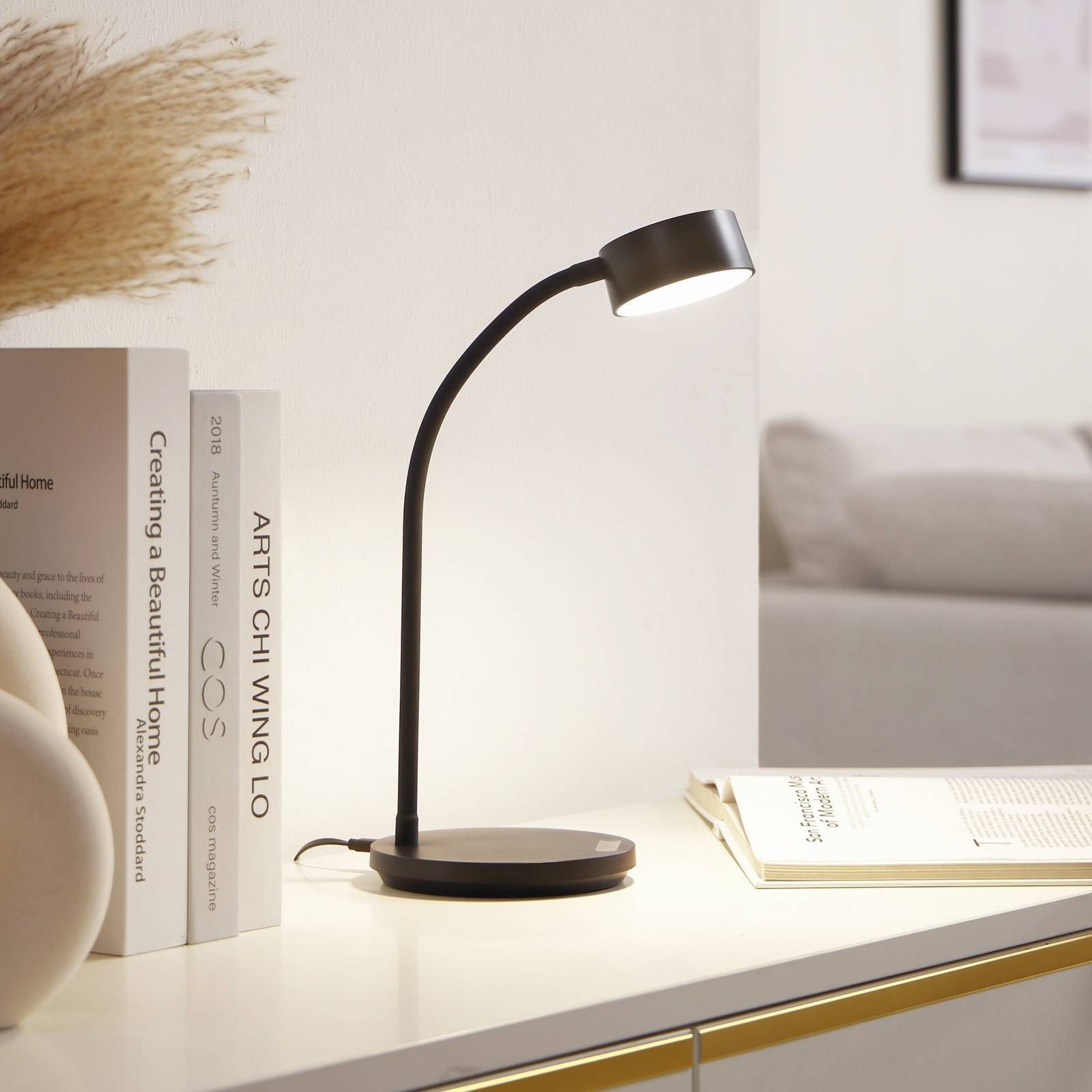 Lindby Schreibtischlampe Maori, LED, Metall, Schwarz Farbwechsel warmweiß / günstig online kaufen