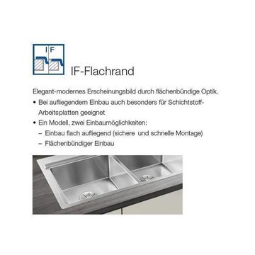 Blanco Edelstahlspüle BLANCO Einbauspüle LEMIS 8 S-IF Edelstahl Bürstfinish, 116/50 cm