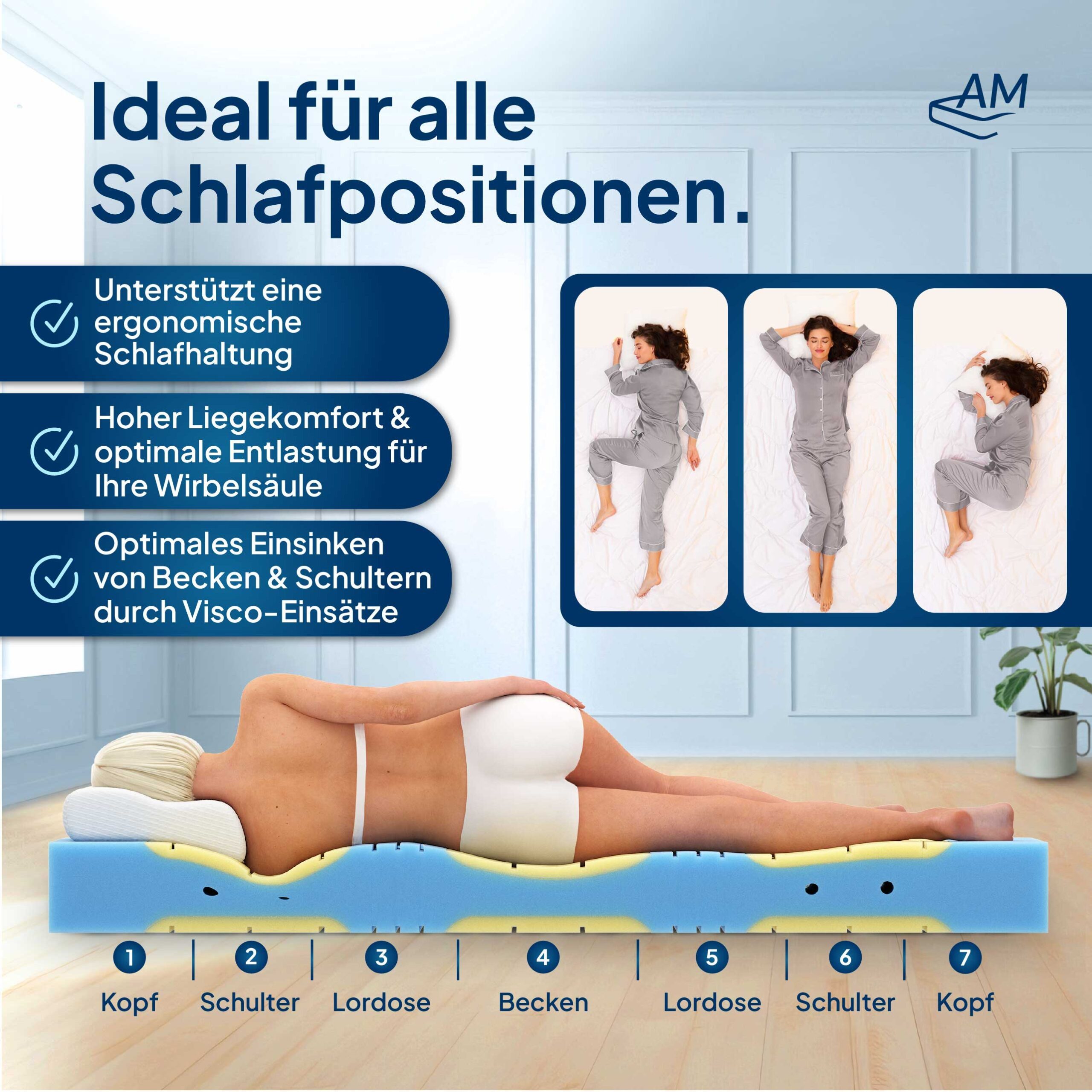 Kaltschaummatratze Premium 7-Zonen Matratze Kaltschaum, Anpassungsfähig günstig online kaufen