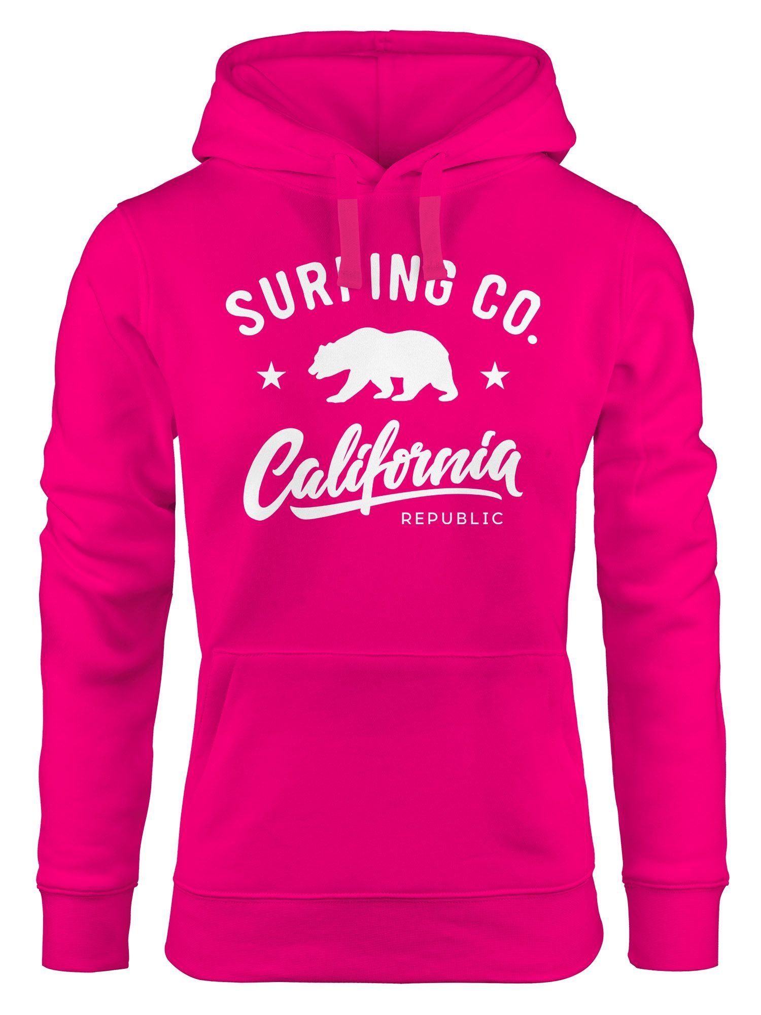 Surfing California Kapuzen-Pullover Neverless Republic Hoodie Bär Neverless® pink Damen Sommer Hoodie Bear