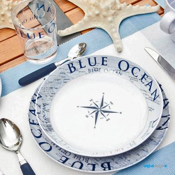 BRUNNER Geschirr-Set BRUNNER Melamin Campinggeschirr Set BLUE OCEAN (8, 12, 16, 36-Teile) (12-tlg)