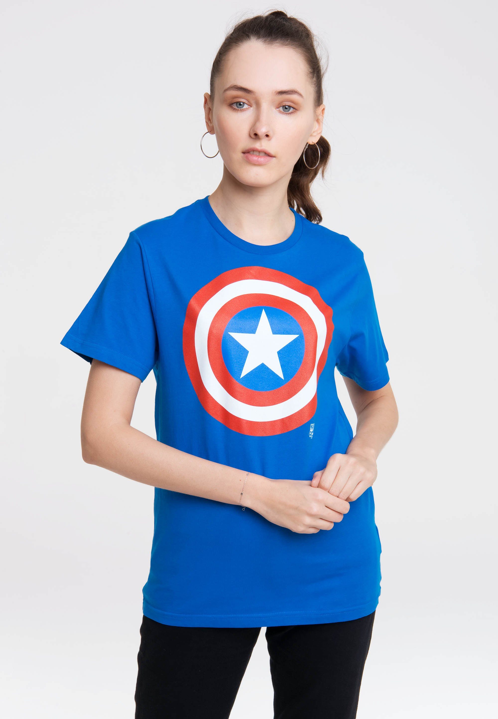 Damen Shirts LOGOSHIRT T-Shirt Marvel Comics mit Captain America-Logo