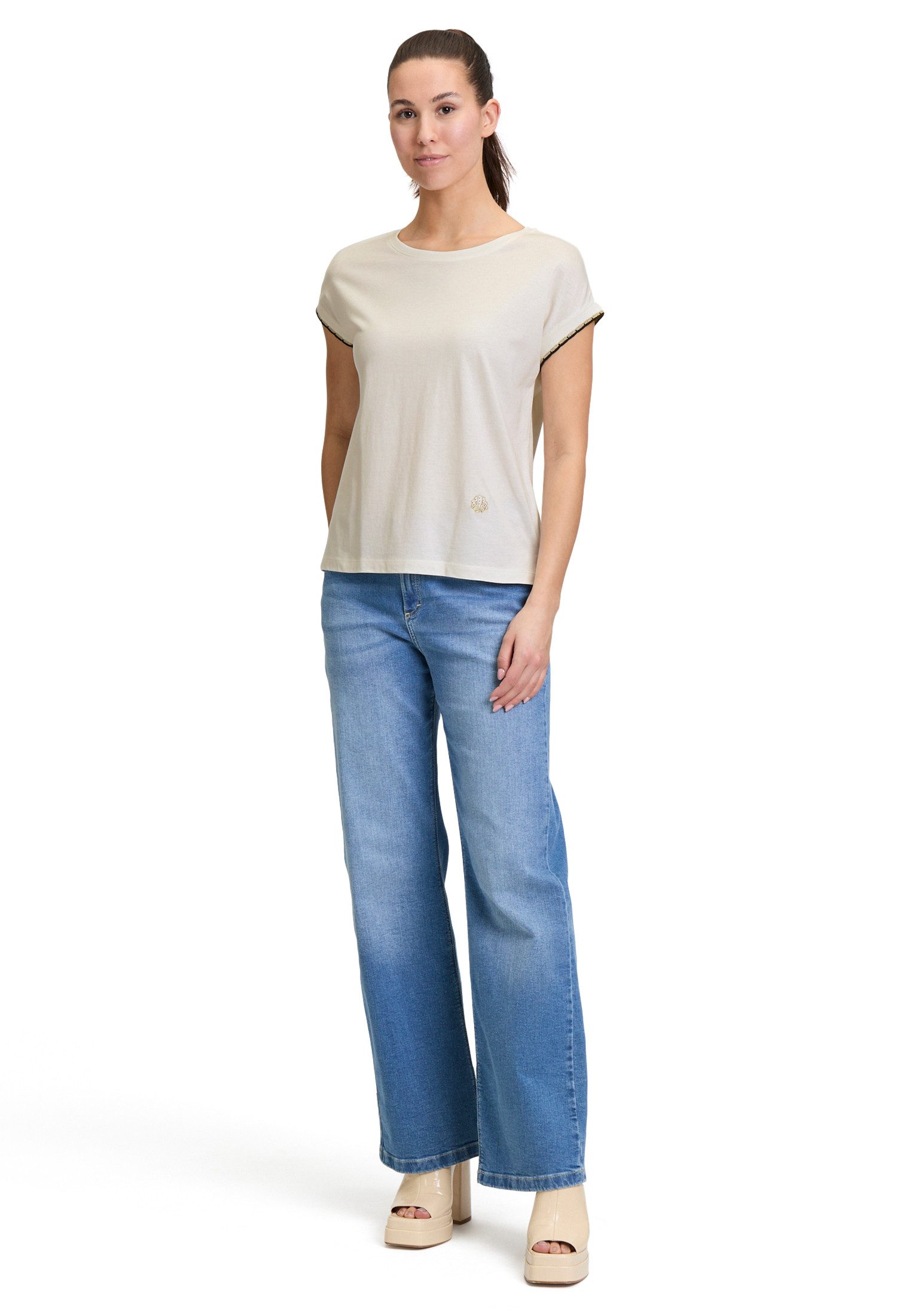 Cartoon Kurzarmshirt Damen mit Rundhalsausschnitt (1-tlg) Rippbündchen