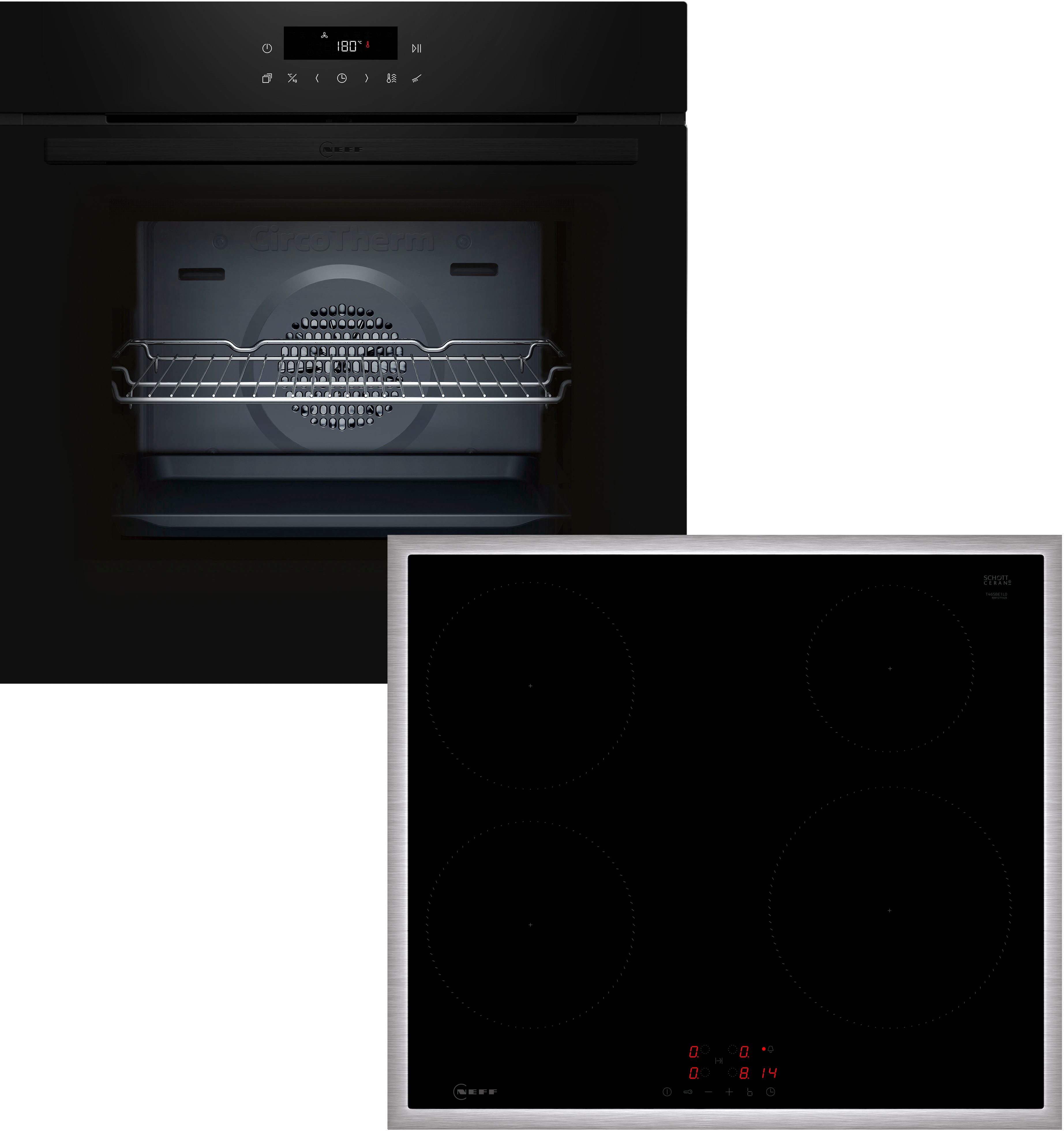 NEFF Backofen-Set BTX46PIB0, mit Teleskopauszug nachrüstbar, Pyrolyse-Selbstreinigung, mit pyrolytischer Selbstreinigung