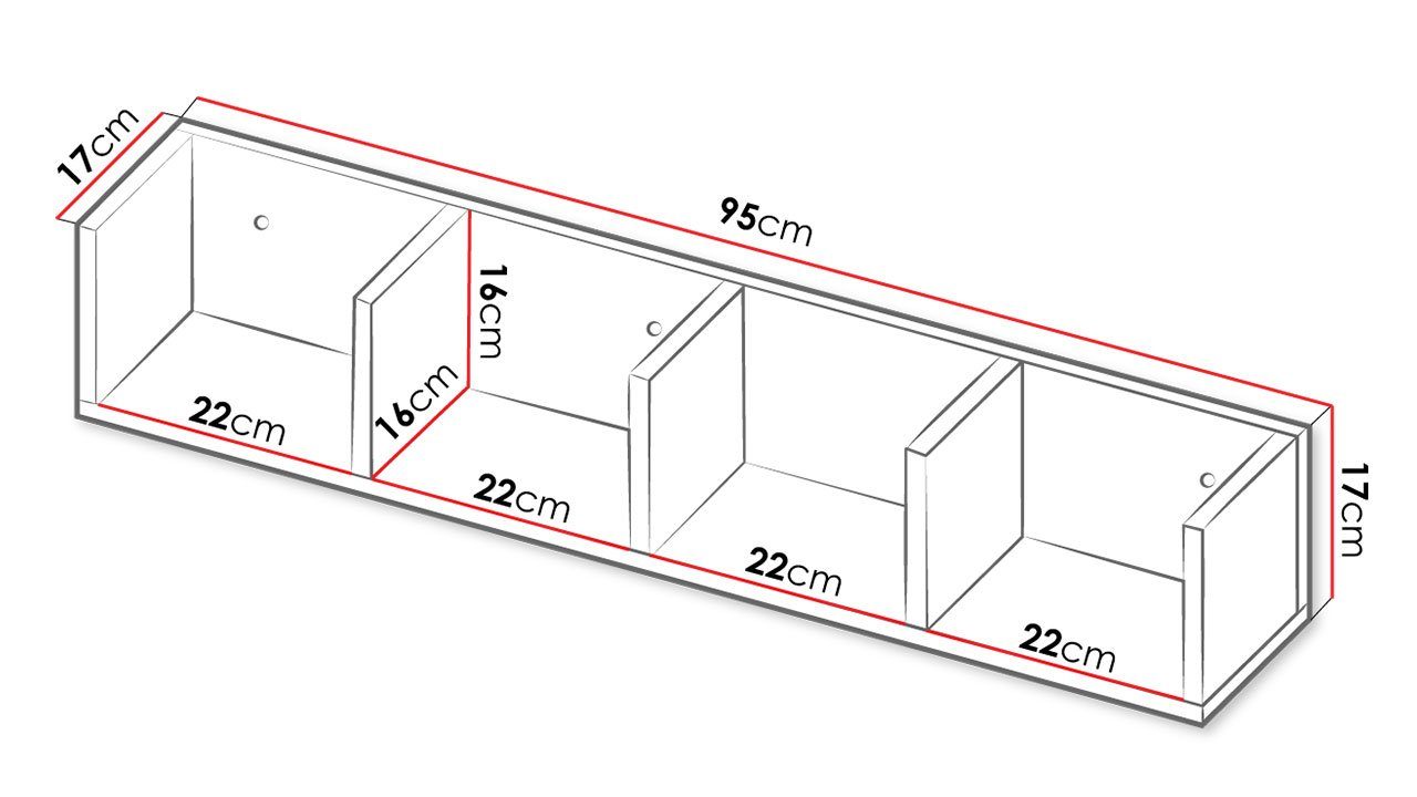 Rechteckig Mirjan24 Arbeitszimmer Wandregal Hängeregal, Wohnzimmer, Lotiko,