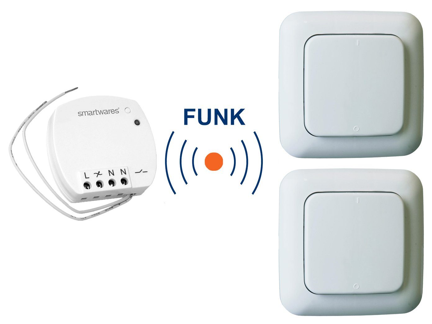 smartwares Licht-Funksteuerung, Funk-SET Smart Home Nachrüst Schalter + 2 Lichtschalter Taster