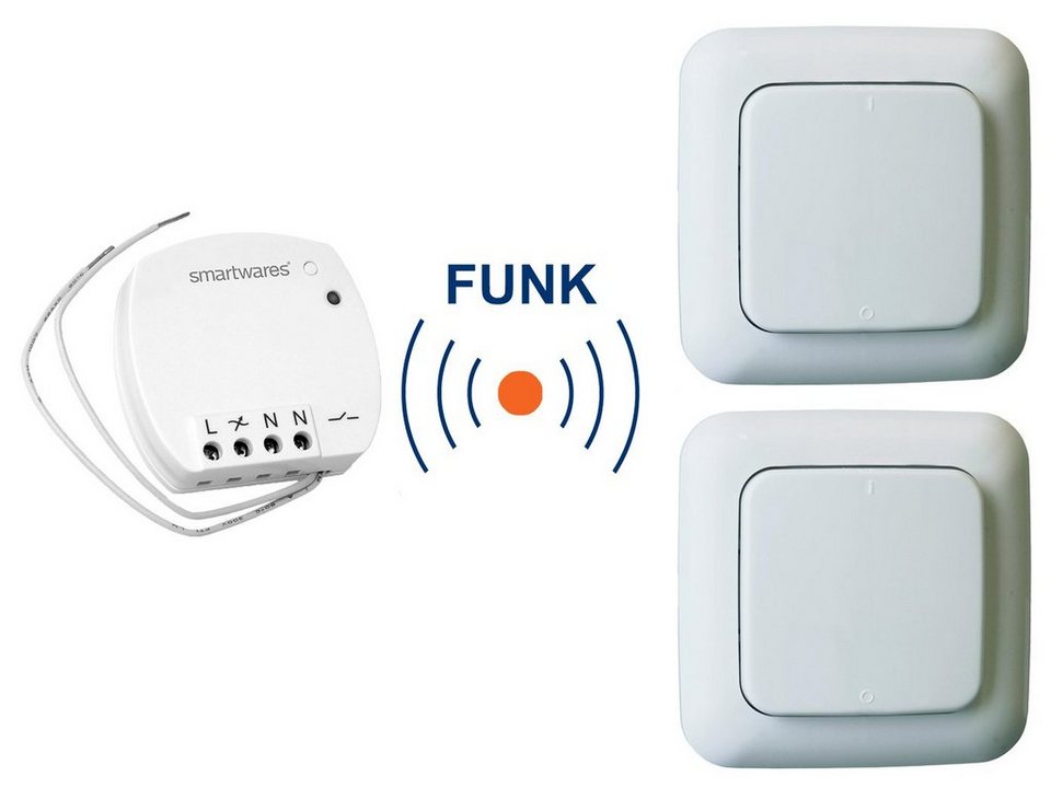 smartwares Licht-Funksteuerung, Funk-SET Smart Home Nachrüst Schalter + 2  Lichtschalter Taster