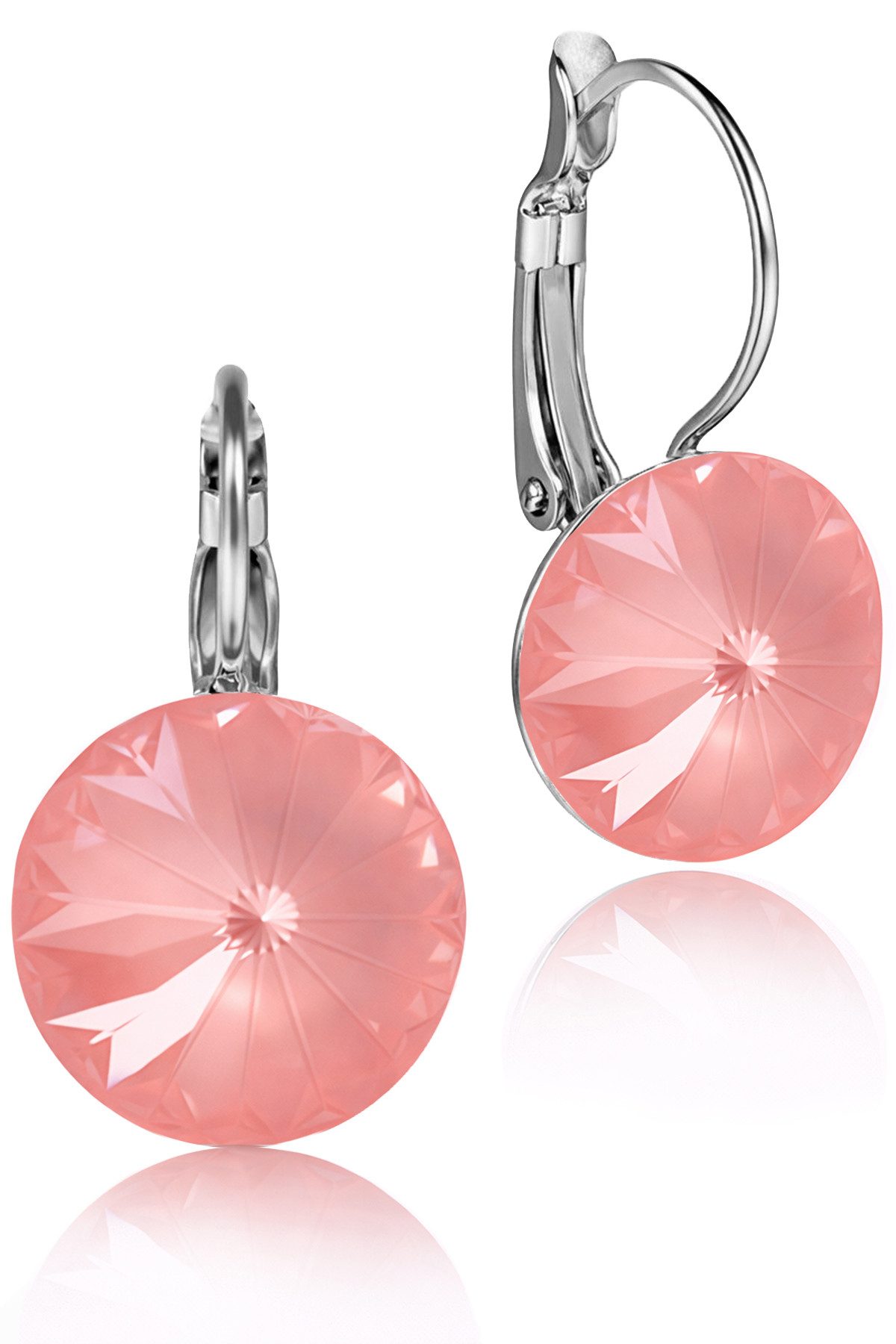 LUISIA® Paar Ohrhänger Silberne Ohrringe "Rivoli" mit 12 mm Kristallen von Swarovski® (2-tlg., inkl. Schmuckbox), Große Farbauswahl