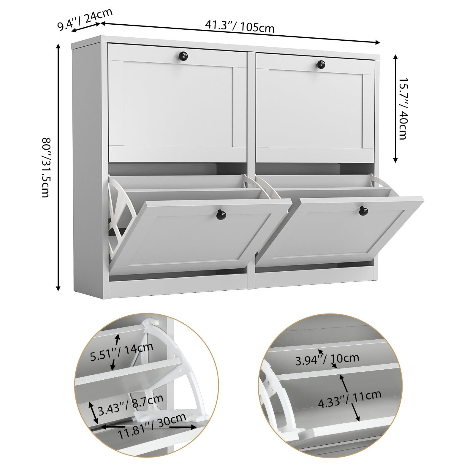 VOWNER Schuhschrank schmaler Schuhregal, Schuhkipper, mit 4 Klappenfächern, günstig online kaufen