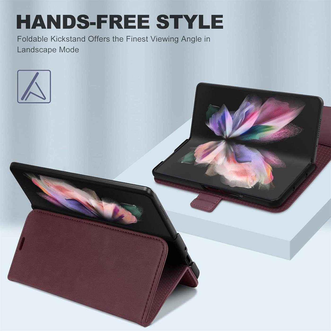 CoolGadget Handyhülle Book Case Elegance Tasche für Samsung Galaxy Z Fold 3 7,6 Zoll, Hülle Halter für Pen Flip Case für Samsung Z Fold 3 5G Schutzhülle – Bild 2 von 5