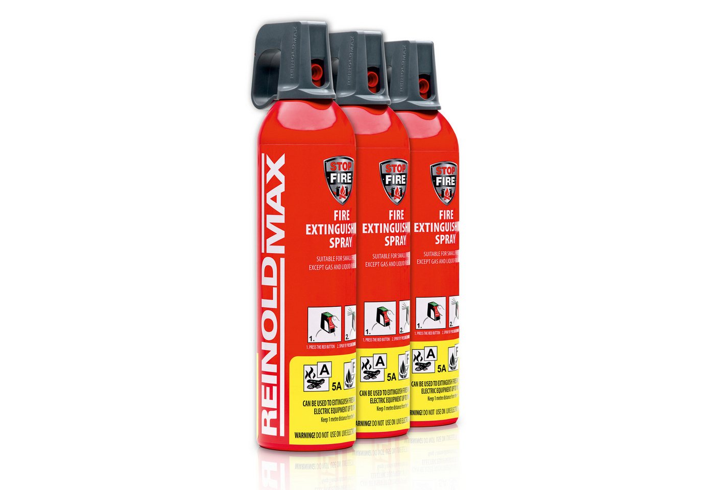 Xenotec Feuerlöschspray XENOTEC Premium Feuerlöschspray– REINOLDMAX– ohne Wandhalter, Dauerdruck, Wasser, Löschschaum AFFF 1 %, N2, (3-St) Auto, Wohnung, Wohnmobil, Garten, Grill