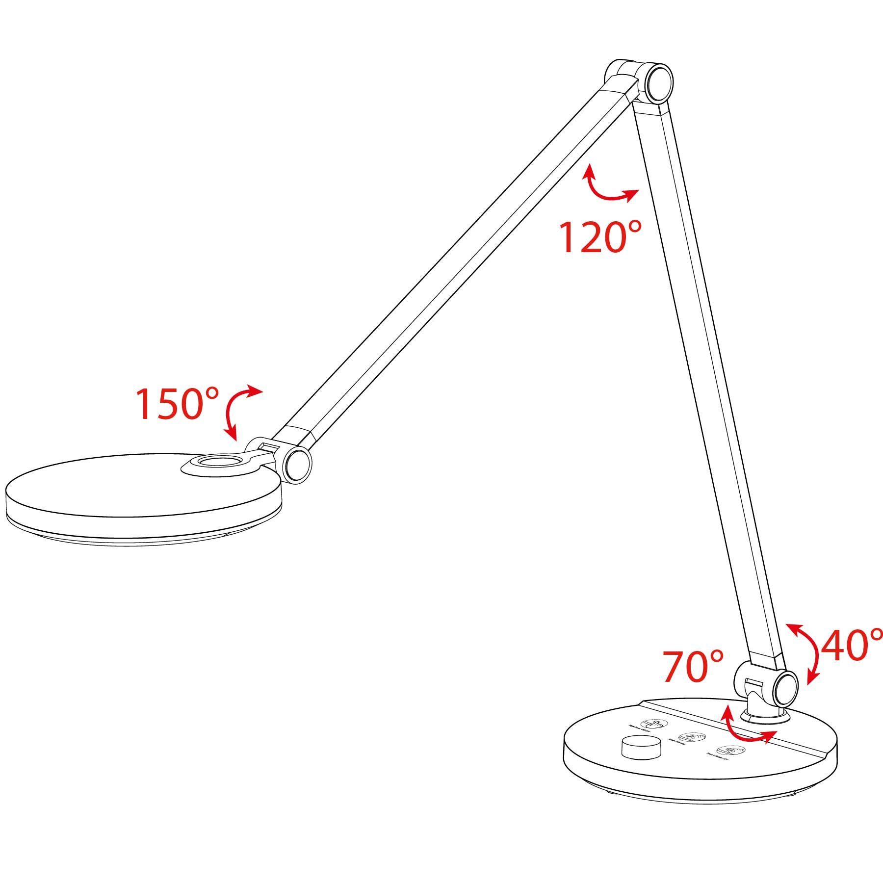 FeinTech LED Schreibtischlampe mit Drehknopf, LED fest integriert, Tageslichtweiß, warmweiß, kaltweiß, dimmbar