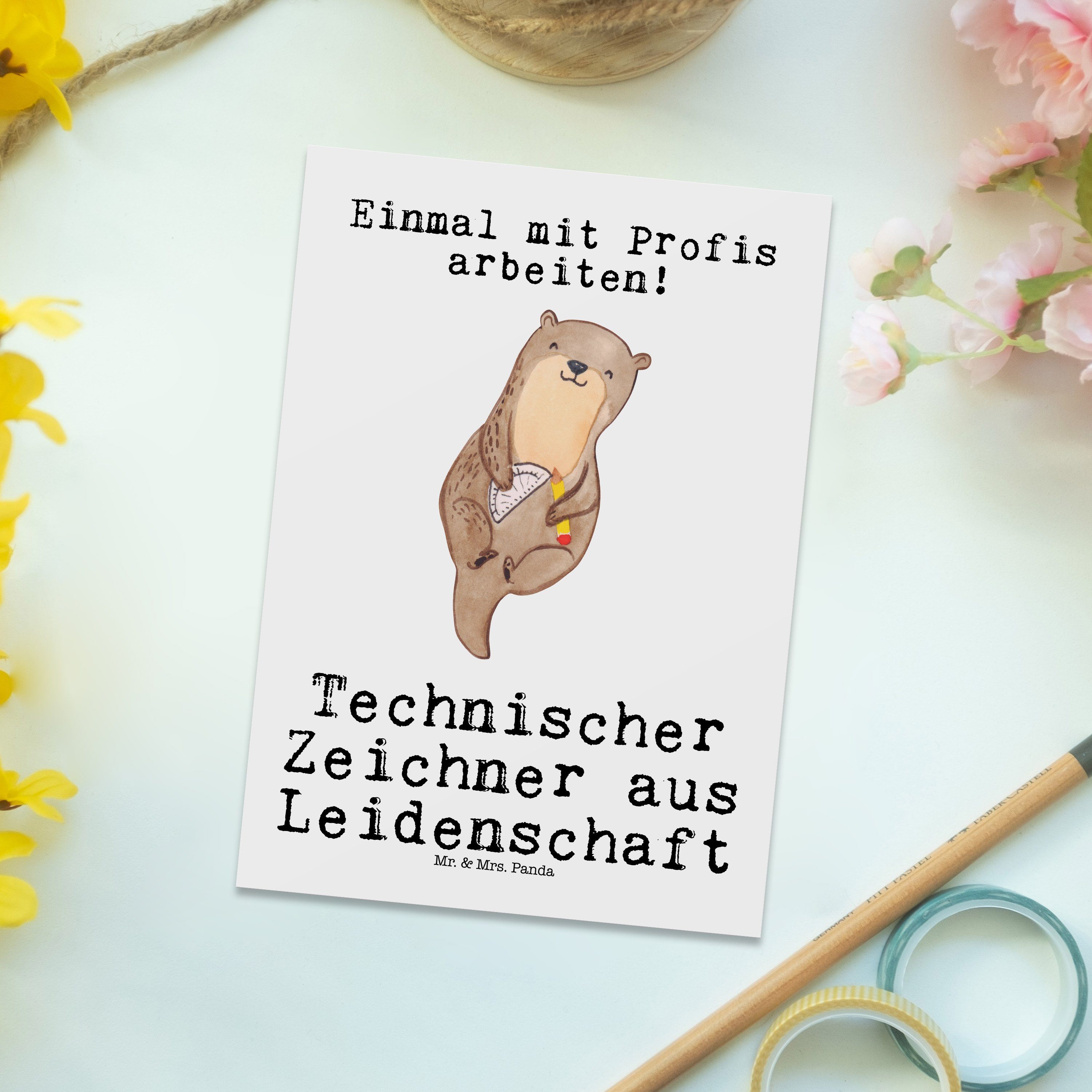 Zeichner Postkarte - Panda & Weiß Ansichtskart Mrs. Geschenk, aus - Technischer Mr. Leidenschaft