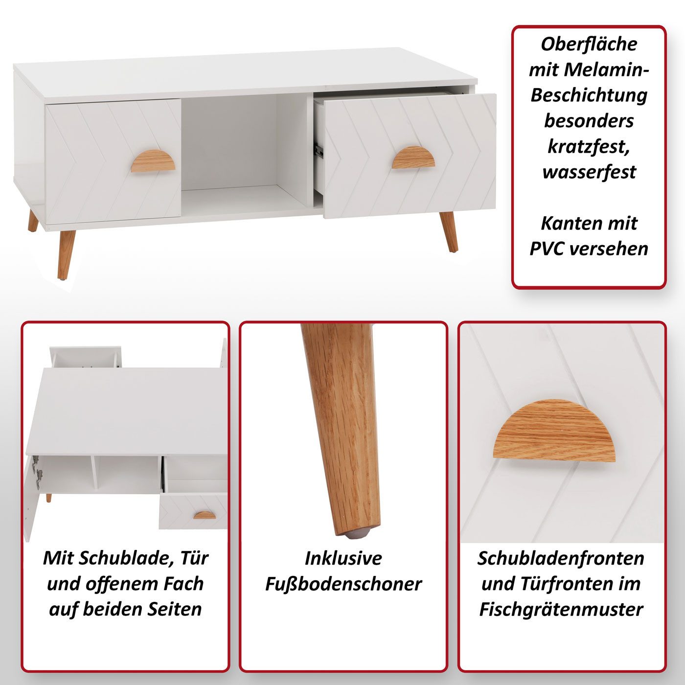 MCW Couchtisch MCW-N89-C, Oberfläche mit Melamin-Beschichtung besonders kratzfest, wasserfest
