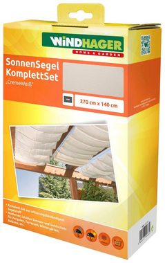 Windhager Seilspannsonnensegel, Sonnensegel für Seilspanntechnik, 2,7x1,4 m