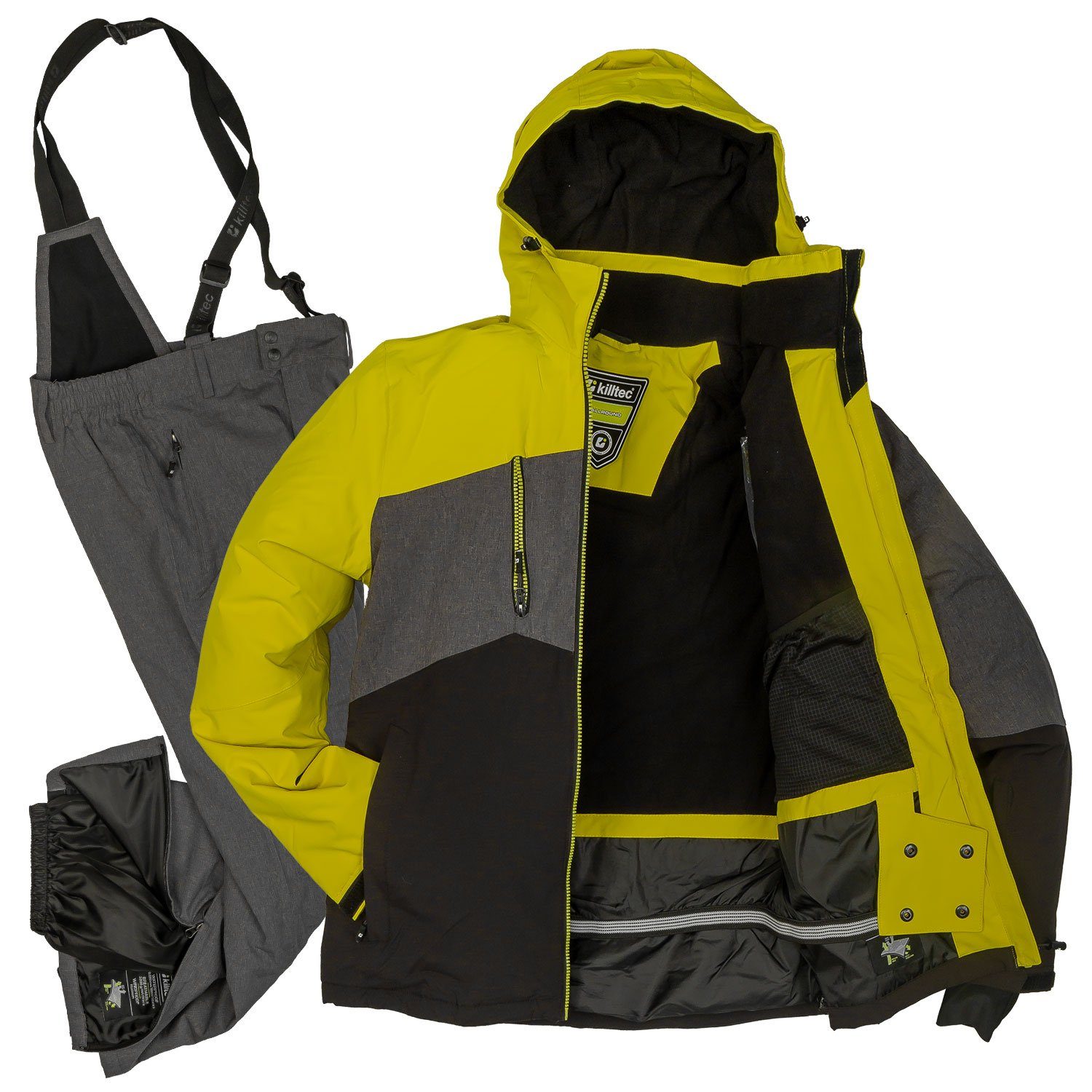 Killtec Skianzug Herren Skijacke + Skihose (limette/ anthrazit, Gr. XXL), verschweißte Nähte