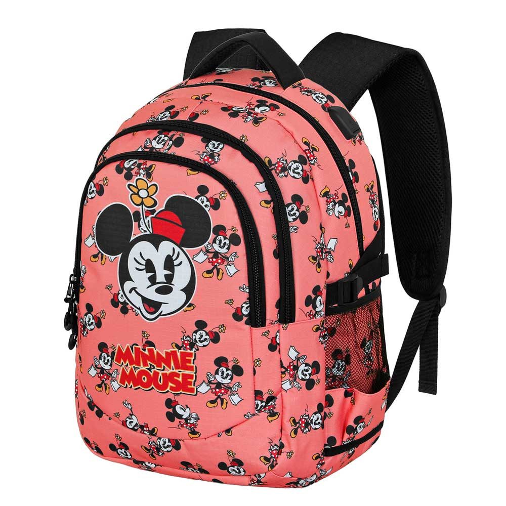 Karactermania Freizeitrucksack Disney Minnie Maus großer Rucksack Tagesrucksack Alltagsrucksack, USB-Anschluss für elektronische Geräte