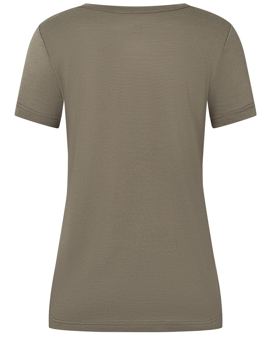 SUPER.NATURAL Print-Shirt Merino geruchshemmender KNOWLEDGE Merino-Materialmix OF W Stone T-Shirt TREE TEE Grey/Gold