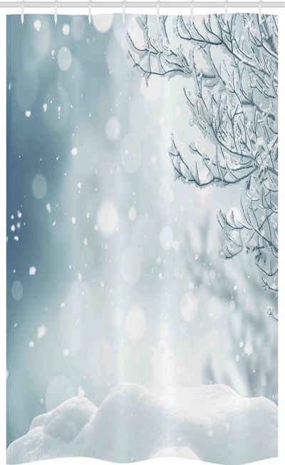 Abakuhaus Duschvorhang Badezimmer Deko Set aus Stoff mit Haken Breite 120 cm, Höhe 180 cm, Winter Weihnachtszeit-Schnee