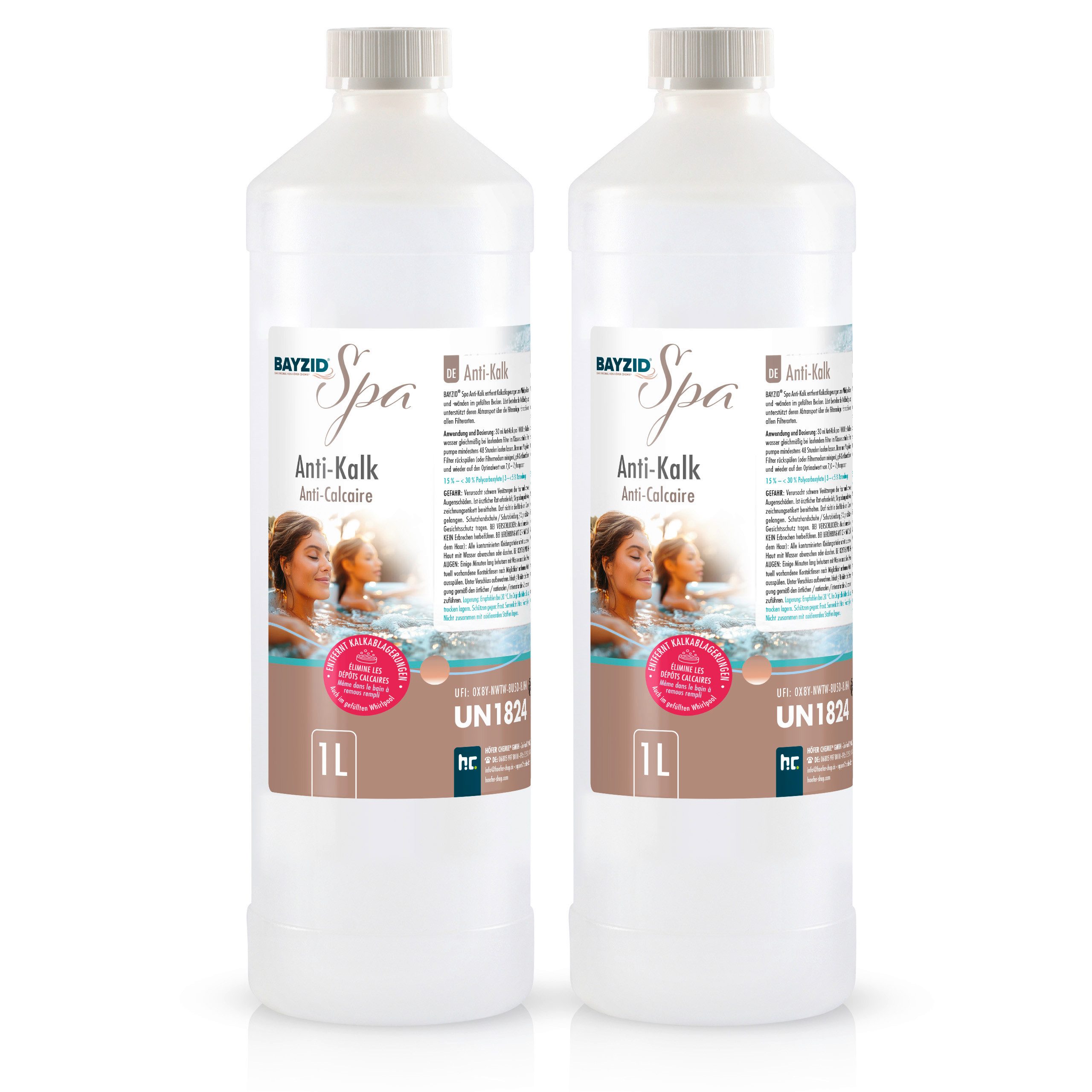 Höfer Chemie GmbH Poolpflege 2 x 1 L BAYZID® SPA Anti-Kalk für Whirlpools