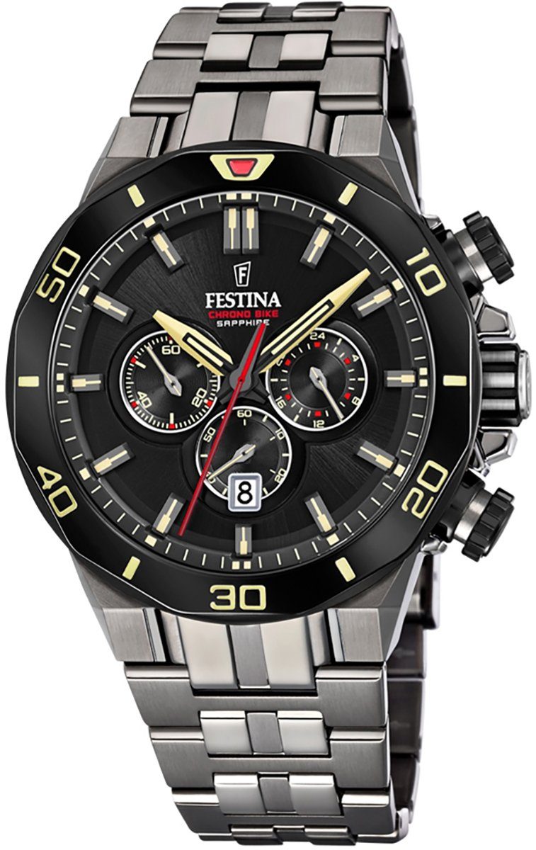 Festina Chronograph Festina Herren Uhr F20453/1 Edelstahl, Herren  Armbanduhr rund, Edelstahlarmband grau | Quarzuhren