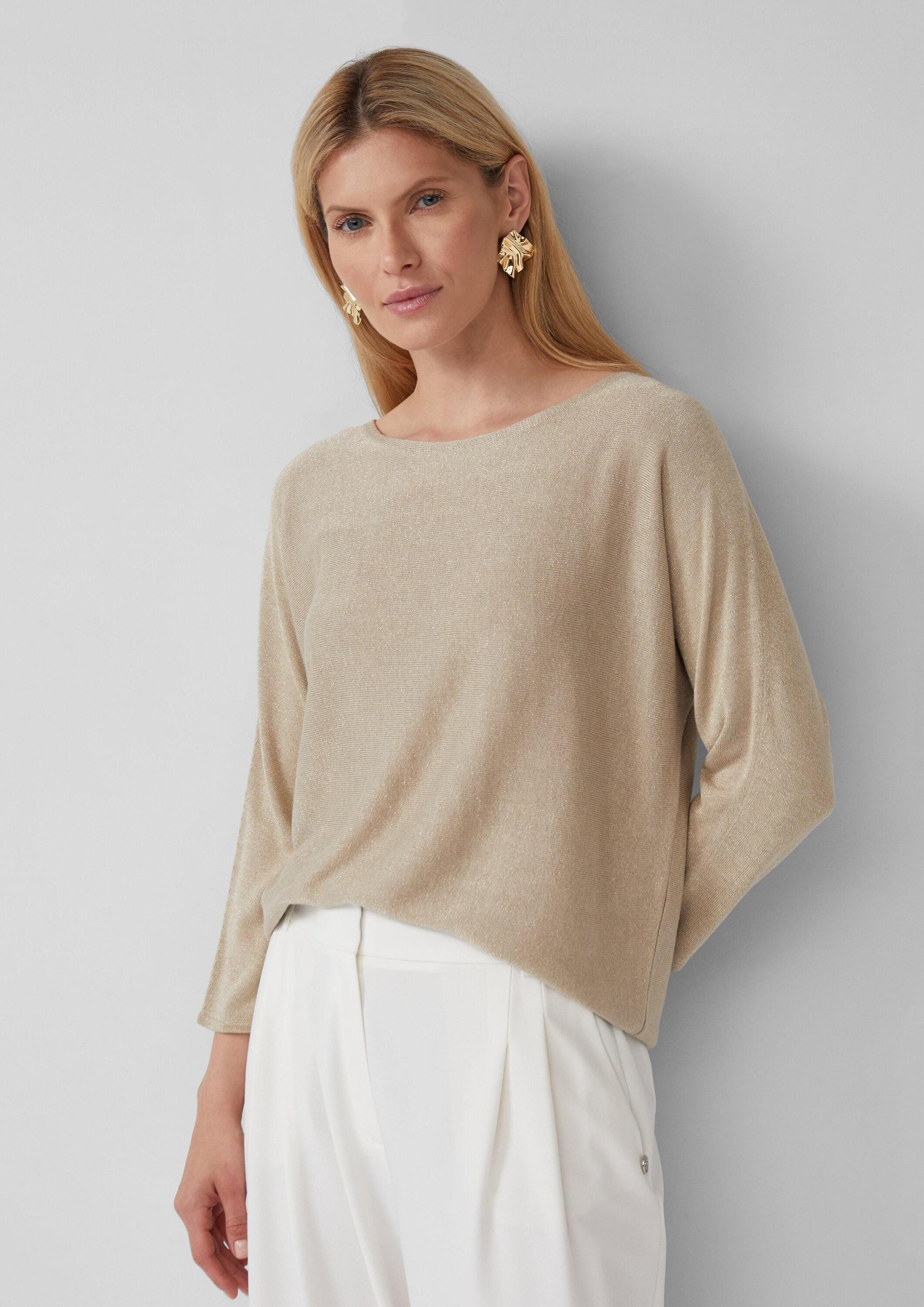 s.Oliver 3/4 Arm-Pullover Strickpullover Strickpullover mit Glitzergarn und 3/4-Fledermausärmeln