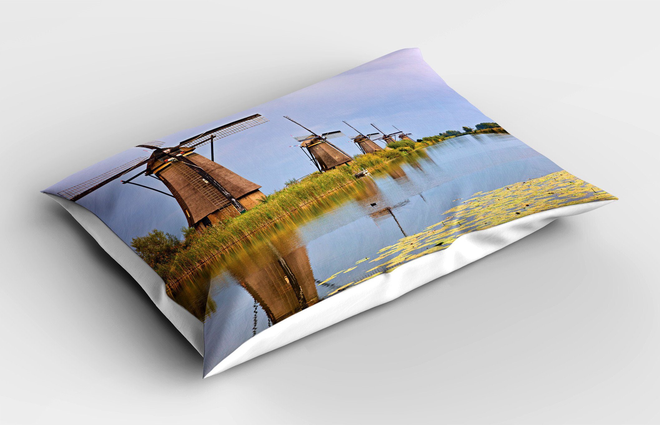 Kissenbezüge Dekorativer Standard King Windmühle Abakuhaus Gedruckter (1 Kissenbezug, Stück), Art von Niederländisch Kinderdijk Size