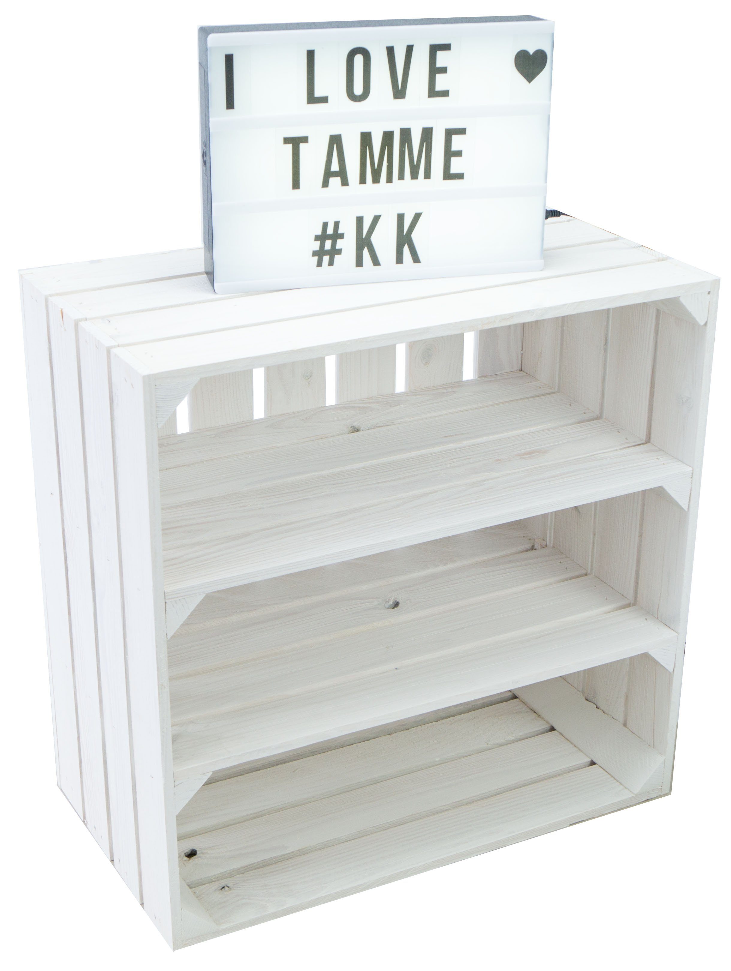 Kistenkolli Altes Land Allzweckkiste großes Obstkistenregal "Tamme"- weiß (Spar-Set, 1er Set)