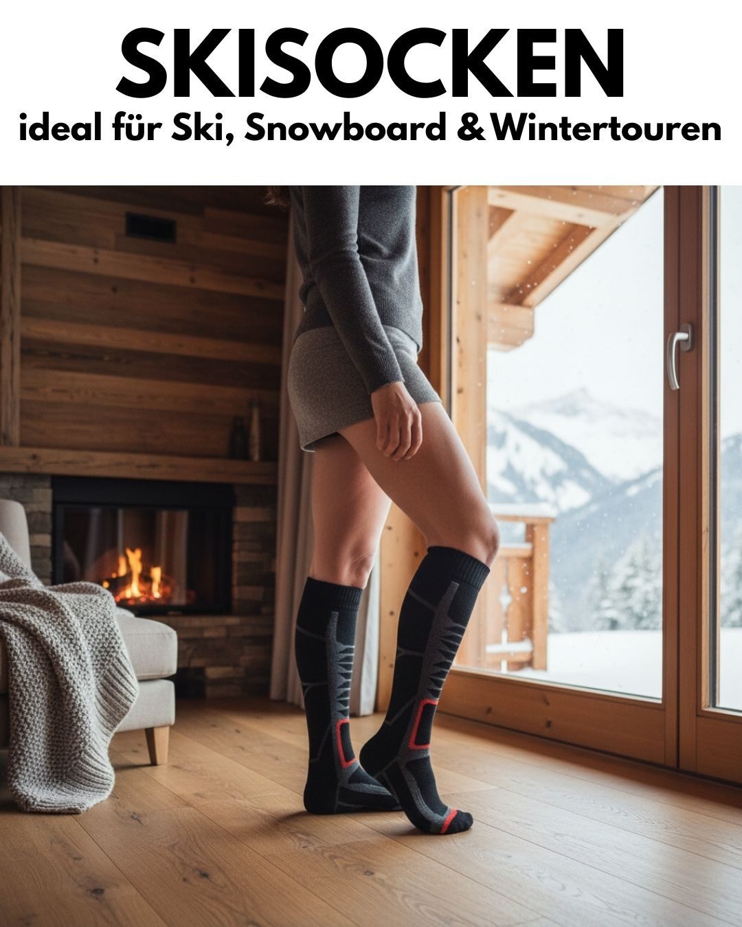 sockenkauf24 Skisocken Ski Strümpfe Herren & Damen Ski Socken lang Atmungsaktiv (2-Paar)