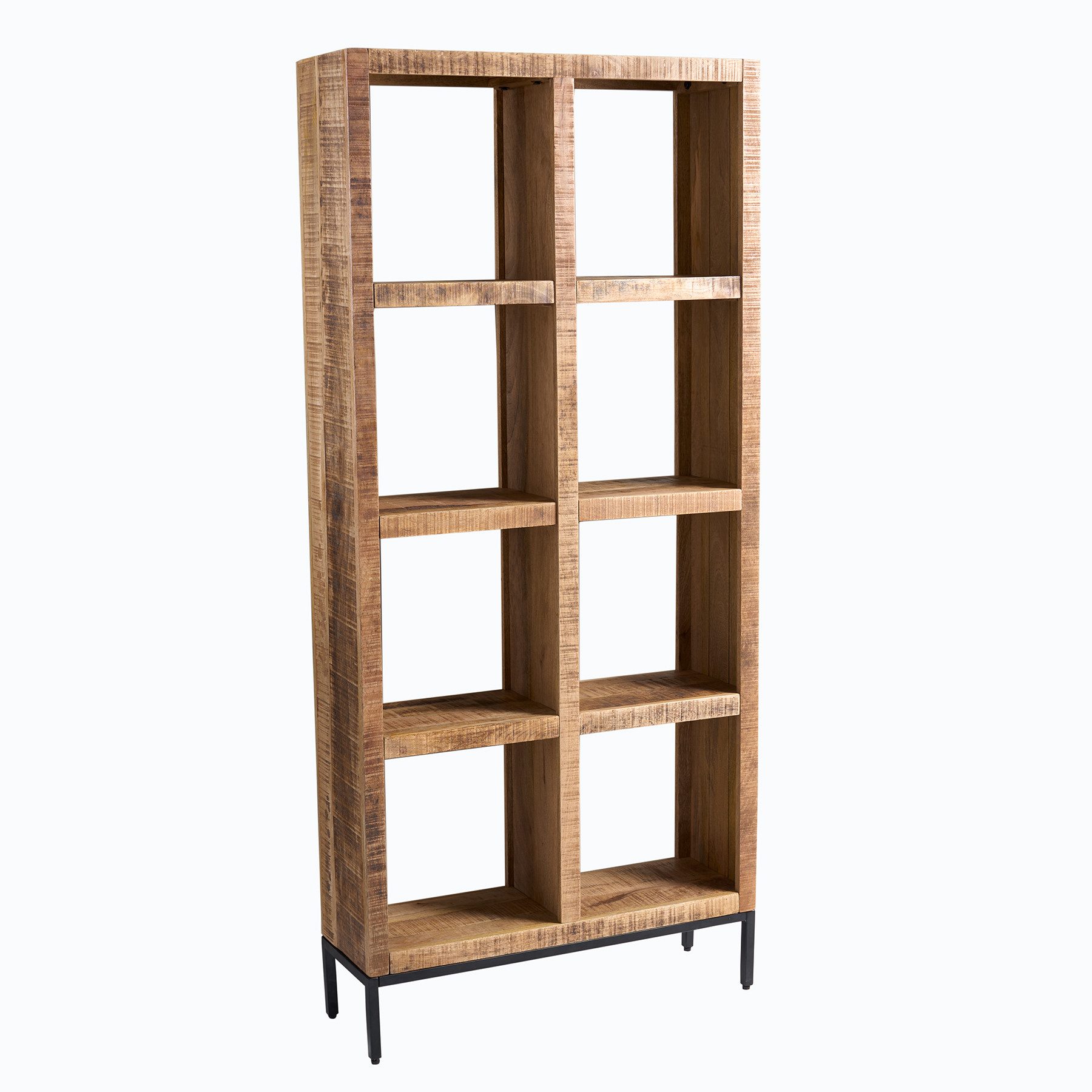 riess-ambiente Standregal IRON CRAFT 176cm natur / schwarz, Einzelartikel 1-tlg., Wohnzimmer · Massivholz · 8 Fächer · Raumtrenner · Schlafzimmer