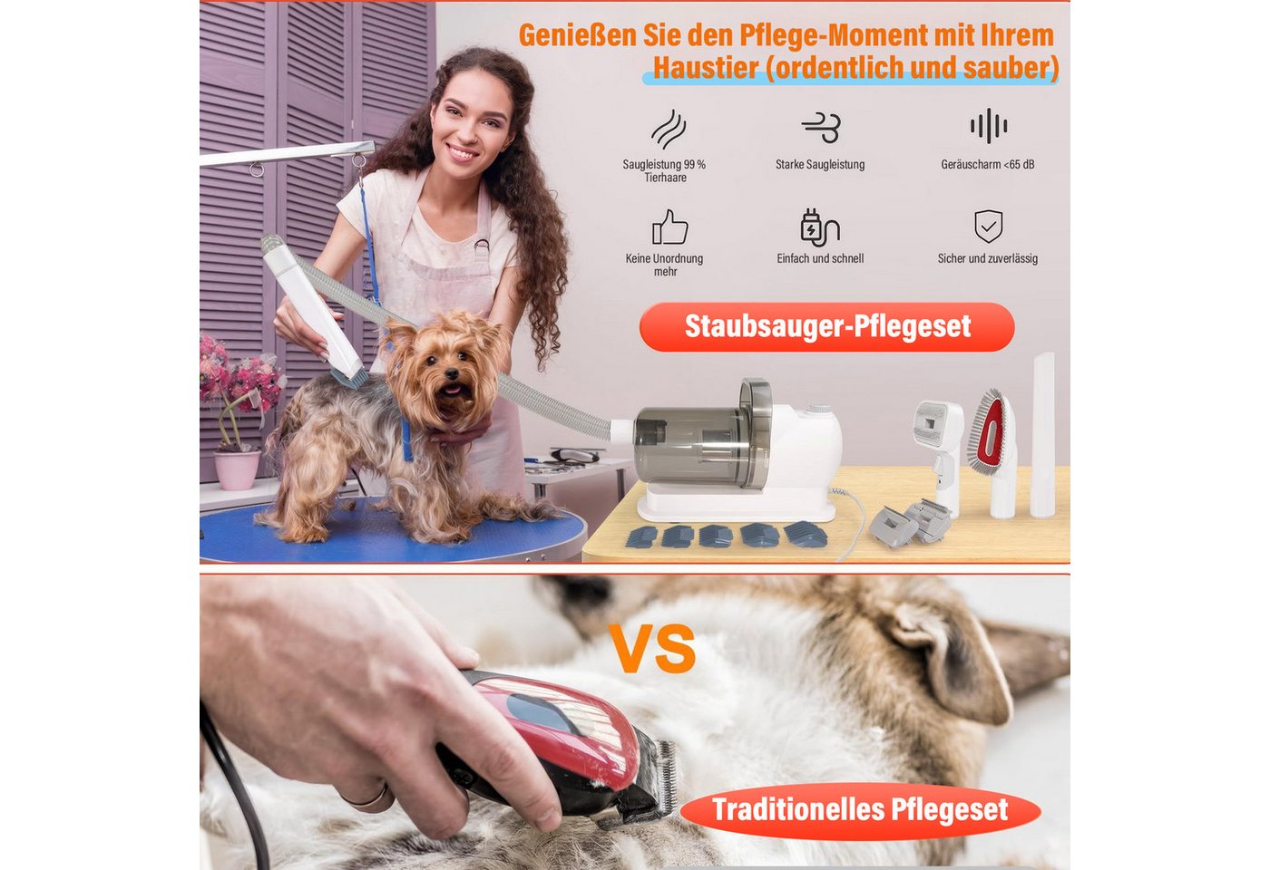 Kityhome Handstaubsauger Staubsauger für Haustiere mit 6-in-1-Funktion und 2,5-Liter-Volumen, GroBer 2,5-Liter-Staubbehalter, Geräuscharmer Betrieb