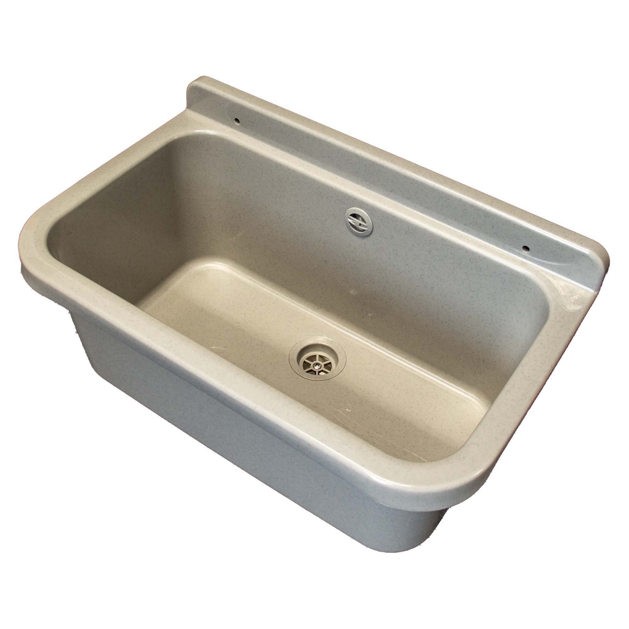 tecuro Waschbecken Ausgussbecken mit Ablaufgarnitur und Siphon, 18 Liter, 550x340x210 mm