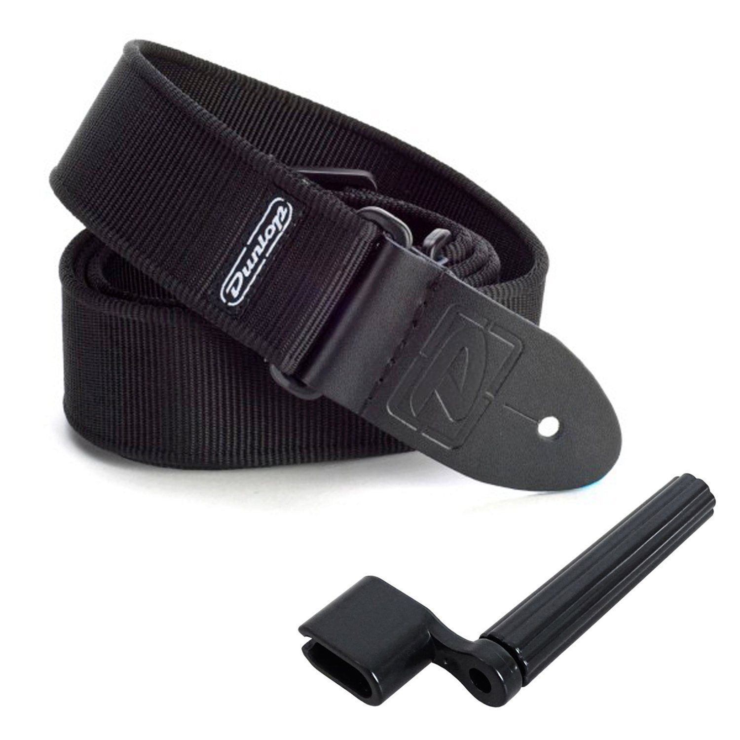 Dunlop Gitarrengurt Dunlop D38-09BK Gitarrengurt lang mit Saitenkurbel, mit Saitenkurbel
