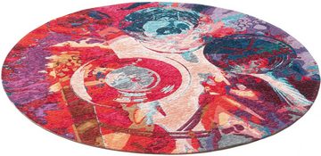 Teppich Keitum 008, Sansibar, rund, Höhe: 3 mm, Flachgewebe, modernes Design, Motiv Gläser & gekreuzte Säbel