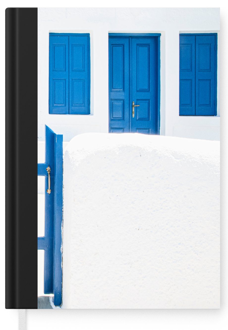 Journal, - Haushaltsbuch A5, Merkzettel, Blau - Architektur Weiß 98 Seiten, - Tagebuch, Notizheft, Zaun Türen, - MuchoWow Notizbuch