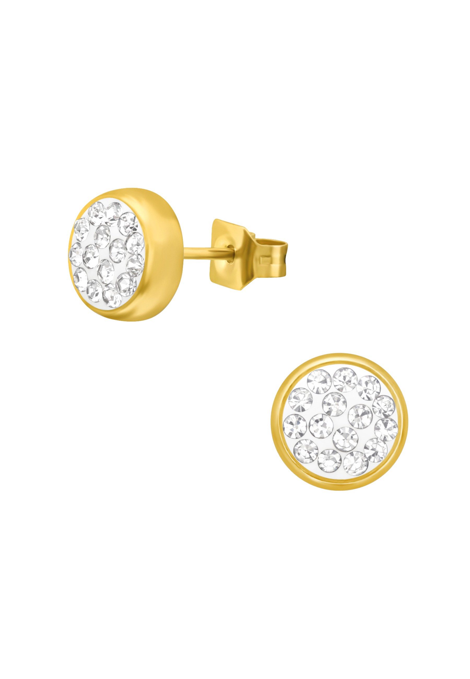 Diademita Paar Ohrstecker Goldene Chirurgenstahl-Ohrstecker Rund 6 mm mit Kristall (Set)