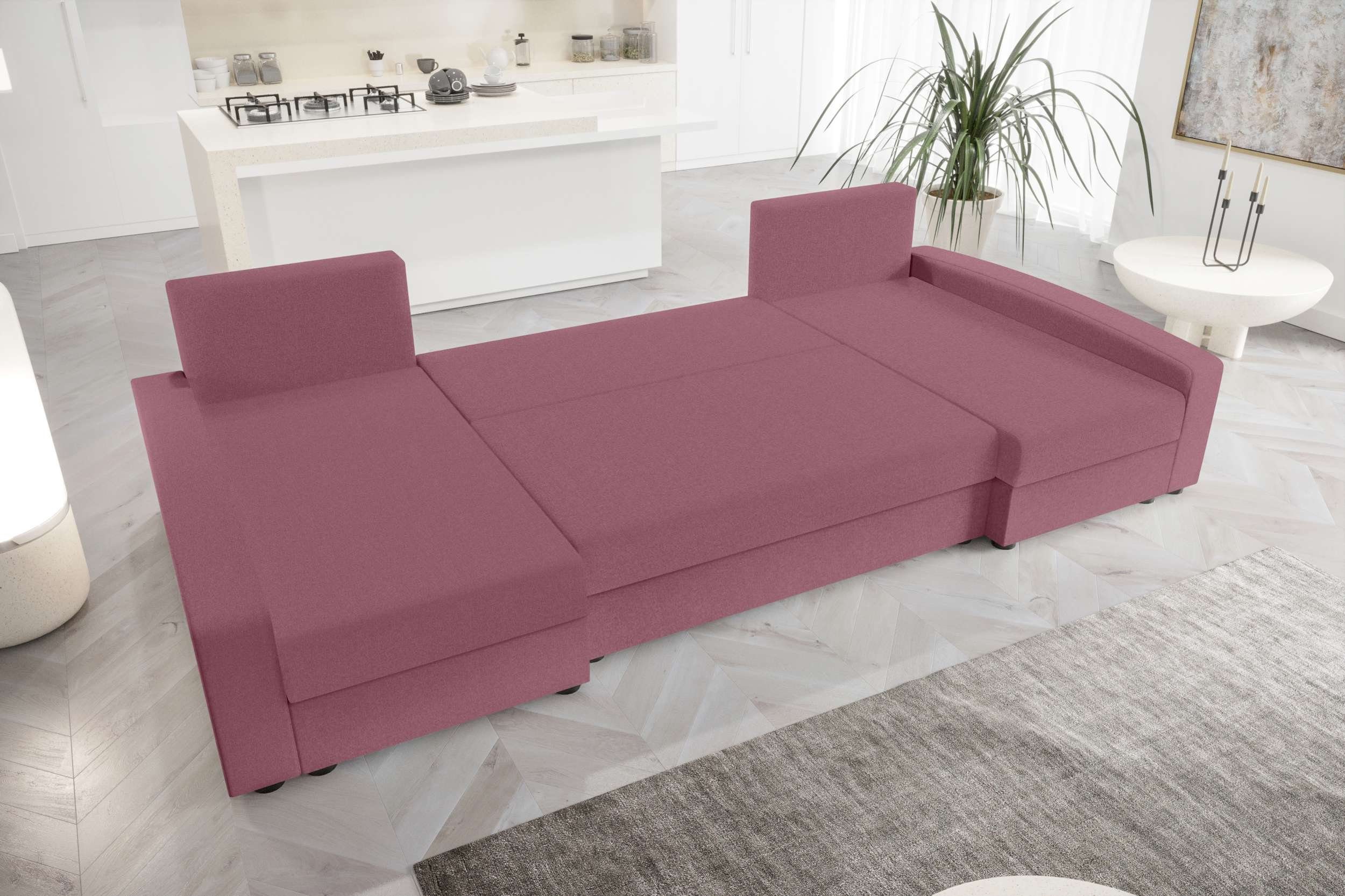 Bettfunktion, mit Wohnlandschaft mit Bettkasten, Sitzkomfort, Modern Eckcouch, Stylefy Sofa, Addison, U-Form, Design