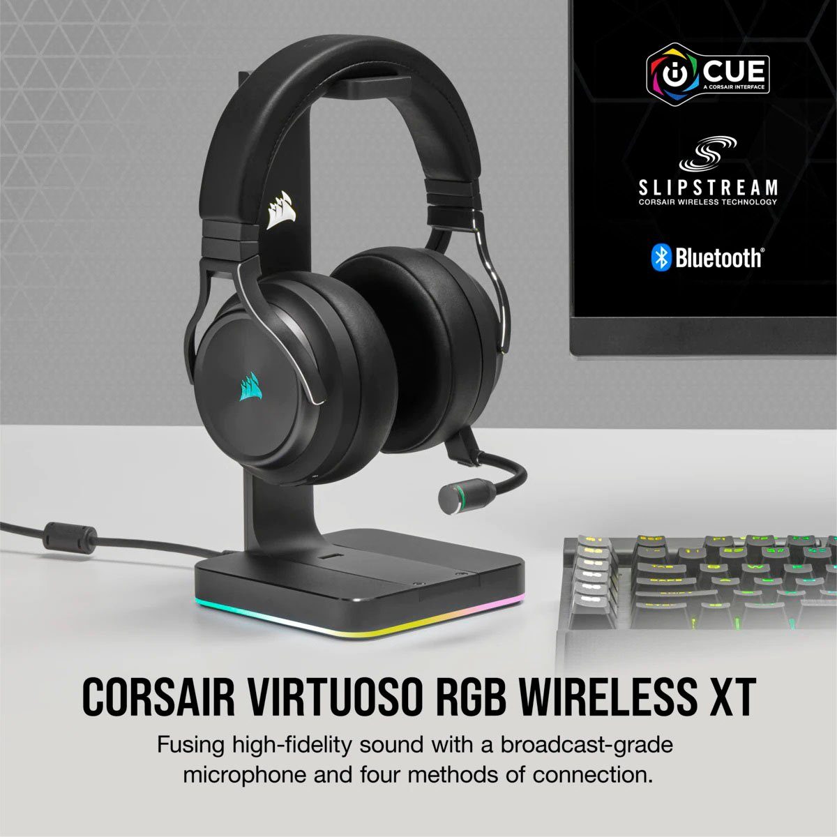 WLAN Gaming-Headset (Mikrofon Bluetooth, XT abnehmbar, Corsair VIRTUOSO RGB (WiFi) WIRELESS